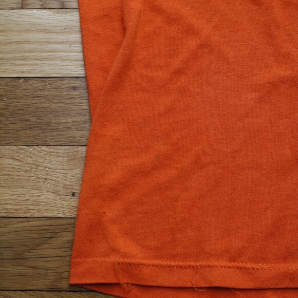 Vintage Champion Blank Single Stitch T Shirt Medium Large Orange Blue Bar - Picture 4 of 5